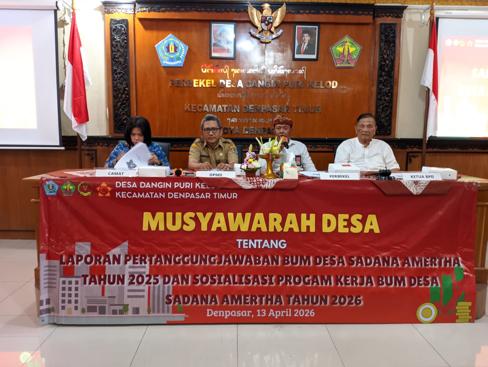 Musyawarah Desa tentang Laporan Pertanggungjawaban BumDesa Sadana Amertha Tahun 2025 dan Sosialisasi Progam Kerja BumDesa Sadana Amertha Tahun 2026